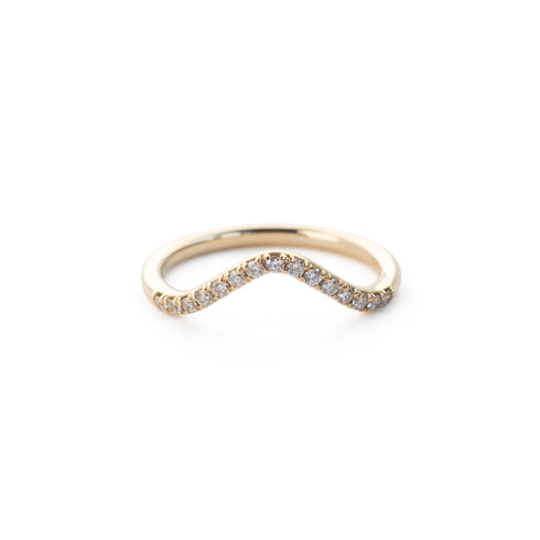 Gentle Diamond Wishbone Ring in Yellow Gold